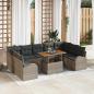 Preview: ARDEBO.de - Garten Sofa Set Set aus 10 Grau Poly-Rattan