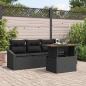 Preview: ARDEBO.de - Garten-Sofa-Set Set von 5 Schwarz Rattan, Polyester Outdoortisch