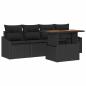 Preview: Garten-Sofa-Set Set von 5 Schwarz Rattan, Polyester Outdoortisch