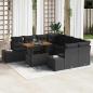 Preview: ARDEBO.de - Garten-Sofa-Set 9-teilig Schwarz Rattan, Stoff