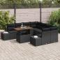 Preview: Garten-Sofa-Set 9-teilig Schwarz Rattan, Stoff