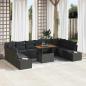 Preview: ARDEBO.de - Garten-Sofa Set Set von 11 Schwarz Rattan