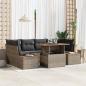 Preview: ARDEBO.de - Garten Sofa Set Set von 6 Grau Rattan Outdoor Esstisch Set