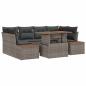 Preview: Garten Sofa Set Set von 6 Grau Rattan Outdoor Esstisch Set