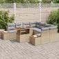 Preview: Garten-Sofa-Set 9-teilig Beige und Grau Poly-Rattan, Polyester