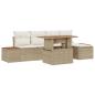 Preview: Garten-Sofa-Set 6 Teile Beige, Creme Poly-Rattan, Polyester-Kissen
