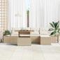 Preview: Garten-Sofa-Set 6 Teile Beige, Creme Poly-Rattan, Polyester-Kissen