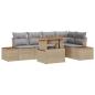Preview: Garten Sofagarnitur Set aus 6 Beige Rattan, Polyester, Stahl