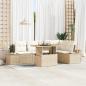 Preview: ARDEBO.de - Garten Sofa Set 6-teilig Beige, Creme Rattan, Polyester