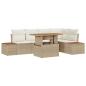 Preview: Garten Sofa Set 6-teilig Beige, Creme Rattan, Polyester