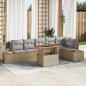 Preview: ARDEBO.de - Garten-Sofa-Set Set mit 7 Teilen Beige Rattan Garten-Sofa-Set