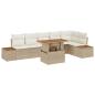 Preview: Garten Sofa Set 7-teilig Beige Rattan, Holz, Polyester