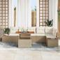 Preview: Garten Sofa Set 7-teilig Beige Rattan, Holz, Polyester