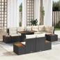 Preview: ARDEBO.de - Garten Sofaset 9-teilig Beige Rattan, Stoff, Metall