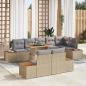 Preview: ARDEBO.de - Garten Sofa Set Set von 9 Beige, Grau Rattan, Polyester