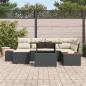 Preview: Garten-Sofa Set 7 Teile Beige, Schwarz Polyester, PE Rattan, Stahl