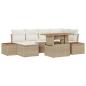 Preview: Gartensofa Set 7 Teile Beige Rattan Gartenmöbel Rechteckig