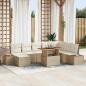 Preview: ARDEBO.de - Garten Sofa Set Set von 9 Beige und Creme Rattan und Polyester