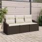 Preview: ARDEBO.de - Garten Sofa Set 3-teilig Braun Rattan Outdoor Sofa Rechteckig