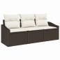 Preview: Garten Sofa Set 3-teilig Braun Rattan Outdoor Sofa Rechteckig