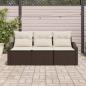 Preview: Garten Sofa Set 3-teilig Braun Rattan Outdoor Sofa Rechteckig