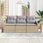Preview: Garten-Sofa-Set 3-teilig Hellgrau, Beige Rattan, Polyesterkissen