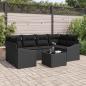 Preview: ARDEBO.de - Garten-Sofaset 7-teilig Schwarz Rattan und Polyester