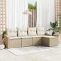 Preview: ARDEBO.de - Garten Sofa Set 5-teilig Beige Rattan, Polyester Einzelsofa