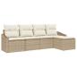 Preview: Garten Sofa Set 5-teilig Beige Rattan, Polyester Einzelsofa