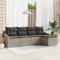 Preview: ARDEBO.de - Garten Sofa Set 5-teilig Beige Rattan, Polyesterstoff