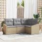 Preview: ARDEBO.de - Gartensofa-set 4 stk. Beige und Hellgrau Poly-Rattan