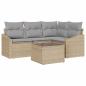Preview: Garten Sofa Set 5-teilig Beige Rattan Garten Esszimmer Set