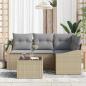 Preview: Garten Sofa Set 5-teilig Beige Rattan Garten Esszimmer Set