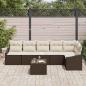 Preview: Garten-Sofa-Set 7-teilig Braun, Creme Rattan, Polyester