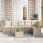 Preview: Garten Sofa Set Set von 7 Beige Poly Rattan, Stoff Outdoor Sofa