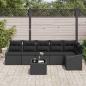 Preview: ARDEBO.de - Garten-Sofa-Garnitur Set von 7 Schwarz Poly-Rattan