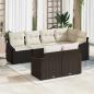 Preview: ARDEBO.de - Garten Sofa Set Set von 7 Brauner Rahmen, Beigefarbene Kissen