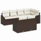 Preview: Garten Sofa Set Set von 7 Brauner Rahmen, Beigefarbene Kissen