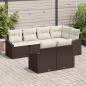 Preview: Garten Sofa Set Set von 7 Brauner Rahmen, Beigefarbene Kissen