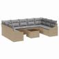 Preview: Garten Sofa Set 10-teilig Beige,Grau Poly-Rattan, Stoff