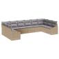 Preview: Garten-Sofa-Set Set aus 10 Grau, Natur Rattan, Polyester