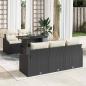 Preview: ARDEBO.de - Garten Sofa Set 6 Teile Schwarz und Creme Rattan und Polyester