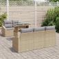 Preview: Garten-Sofa-Set Set aus 6 Beige Rattan Outdoorsofa Rechteckig