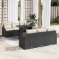 Preview: ARDEBO.de - Garten Sofa Set 7-teilig Schwarz und Creme Rattan und Polyester