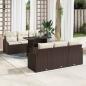 Preview: ARDEBO.de - Garten Sofa Set Set aus 7 Braun, Creme Rattan, Polyester