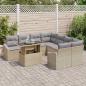 Preview: Garten-Sofa-Set 9 Teile Hellbraun und Grau Rattan und Stoff