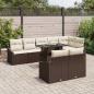 Preview: Garten-Sofa-Set 9-teilig Braun und Creme Rattan und Stoff