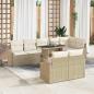 Preview: ARDEBO.de - Garten Sofa Set 9 Teile Beige, Creme Rattan, Polyester