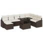 Preview: Garten-Sofa-Set 9-teilig Beige Kissen, brauner Rahmen Rattan