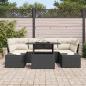 Preview: Garten-Sofa-Set 7 Teile Schwarz und Creme Poly-Rattan, Stahl, Stoff
